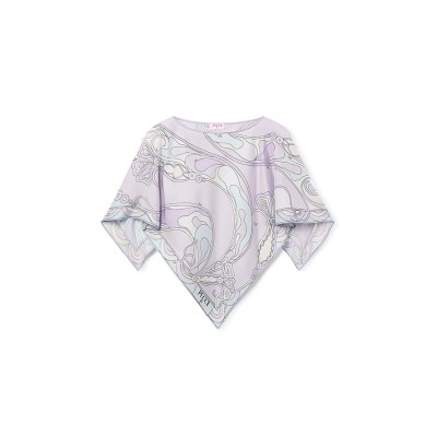 PUCCI ORCHIDEE PRINT SILK CAPE BLOUSE 5URM975U894044